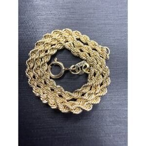 Jewelry Solid 10k Yellow Italian Gold Diamond Cut Rope Bracelet 7” 2.11mm